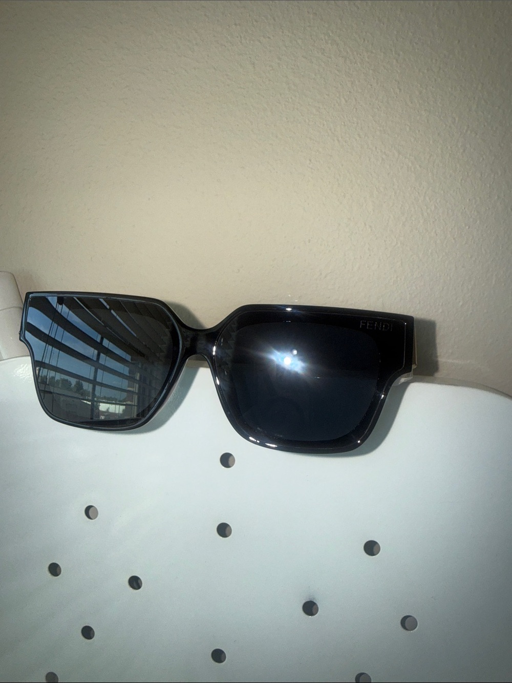 Fendi Black Women's Oversized Square Sunglasses - Dark Lenses